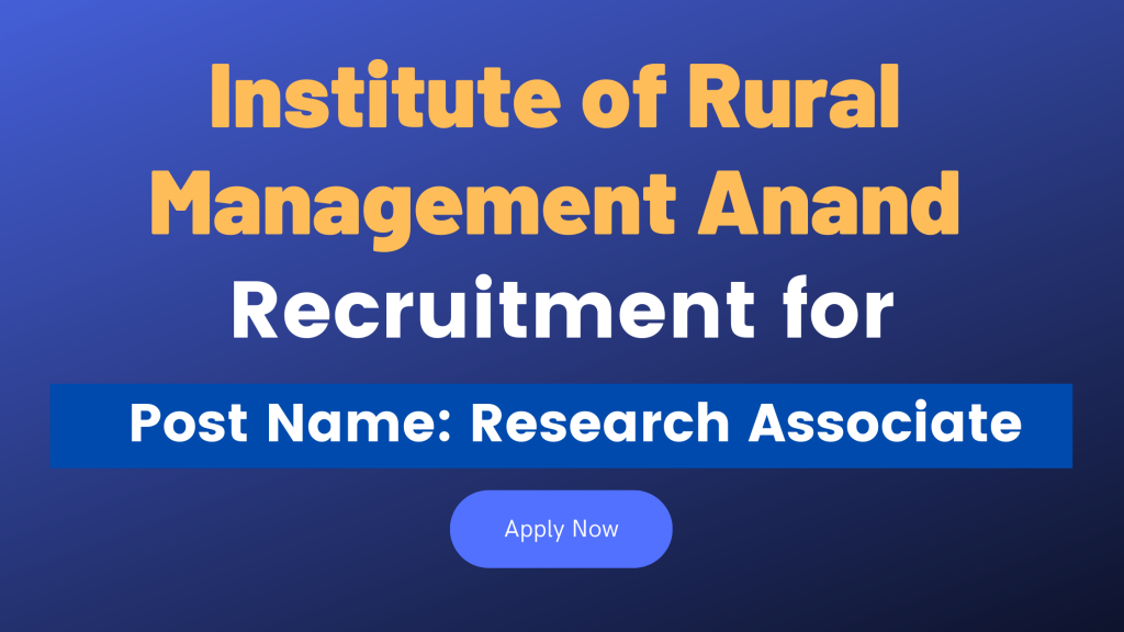 IRMA Recruitment for Research Associate 2021.